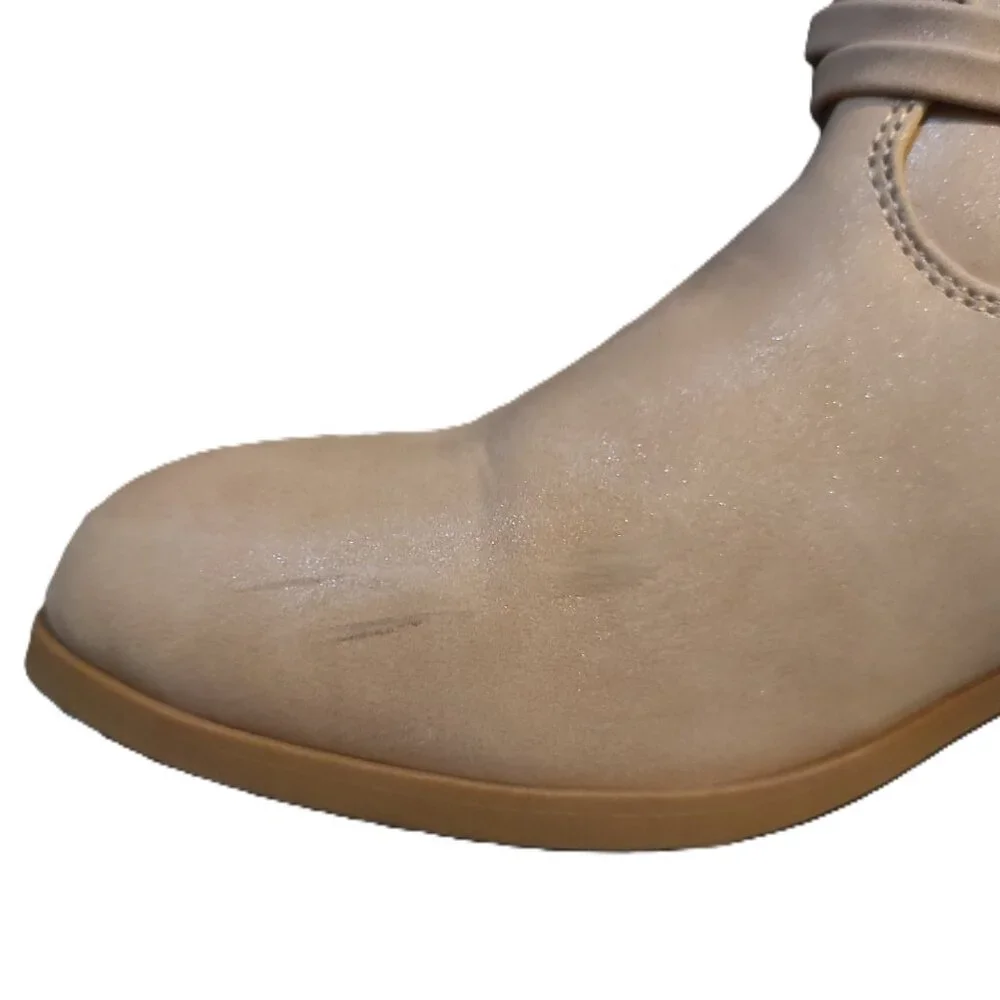 Jessica Simpson Short Cowboy Boots Beige/Tan Shiny Diamond Rhinestone Kid Size 4